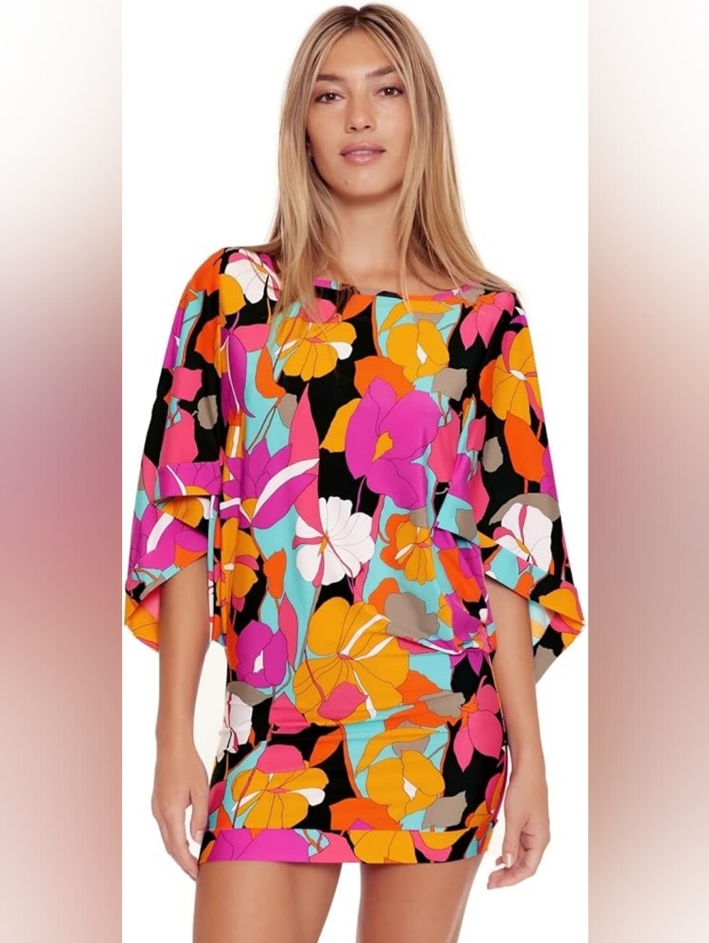 Trina Turk Gemini Swim Tunic Cover Up Dress Floral Print NWOT Sz. M